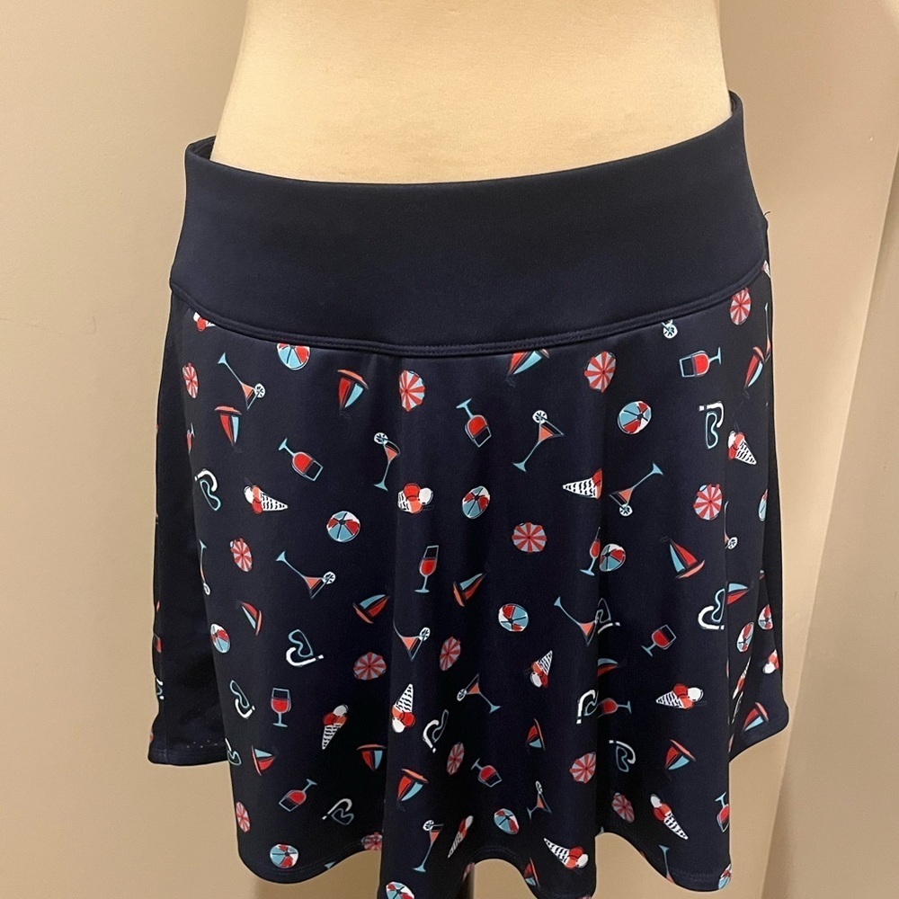 PGA Skater-Style Skort Navy Blue Patterned Women's Skirt, Med